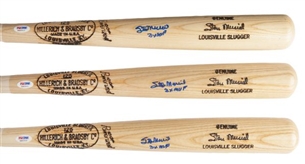 Lot of (3) Stan Musial Signed and Inscribed 3x MVP Bats